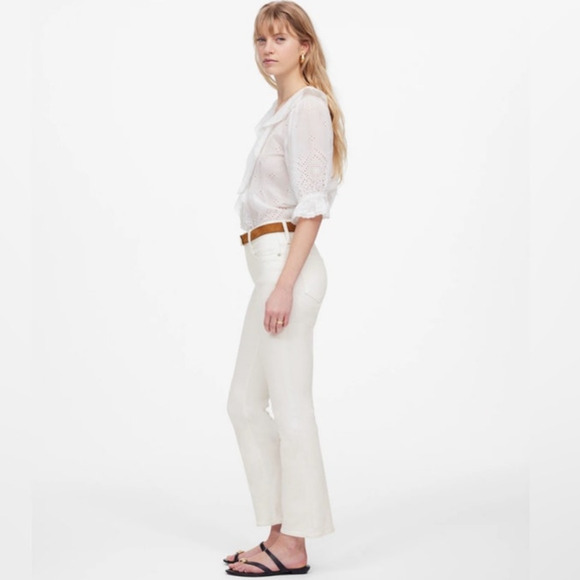 NWT Madewell Mid-Rise Kick Out Crop Jeans in Pure White Size 26 - Picture 9 of 15